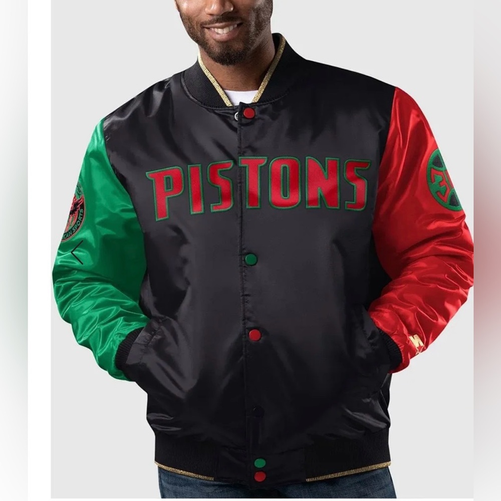 Starter Detroit Pistons Ty Mopkins Black History Month Satin Jacket XL Mens NWT